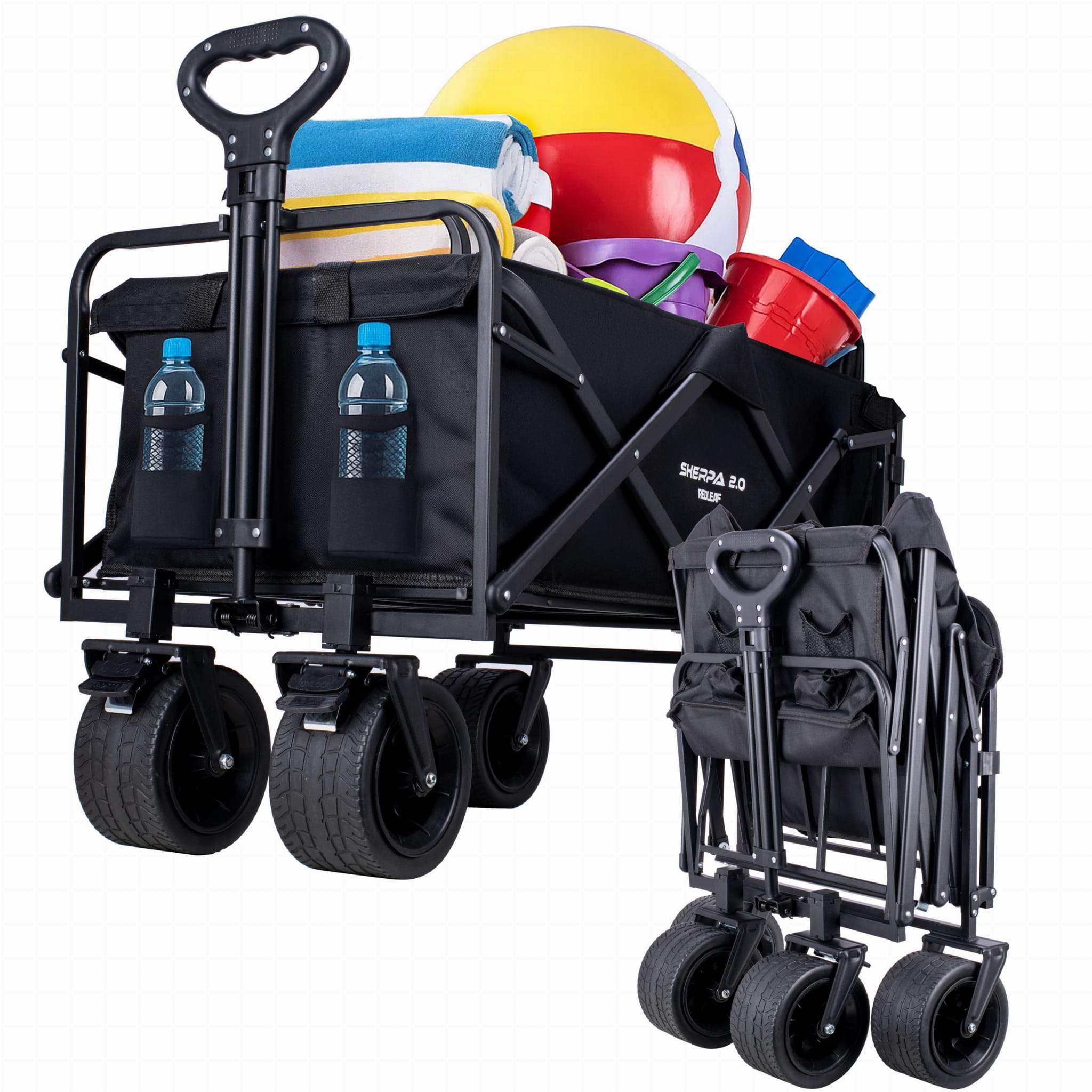 Wózek turystyczny plażowy ogrodowy składany koła terenowe 150l 120kg Redleaf Sherpa 2.0